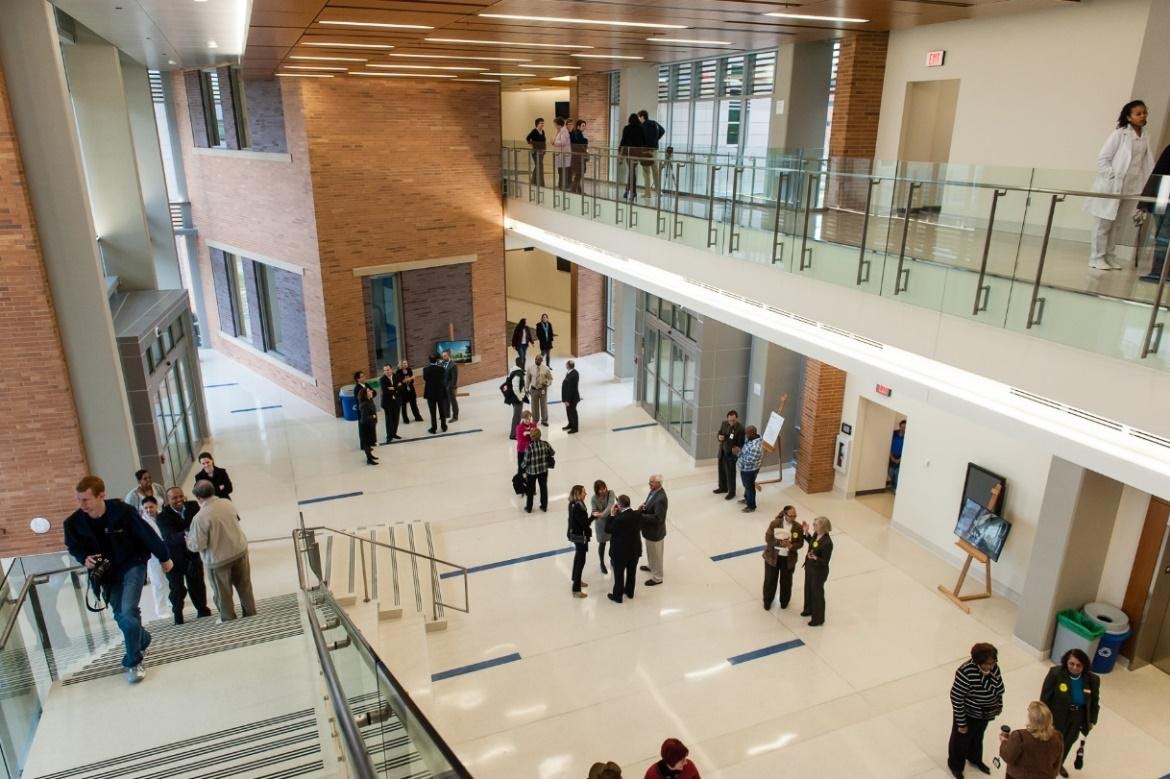 health science building full of students