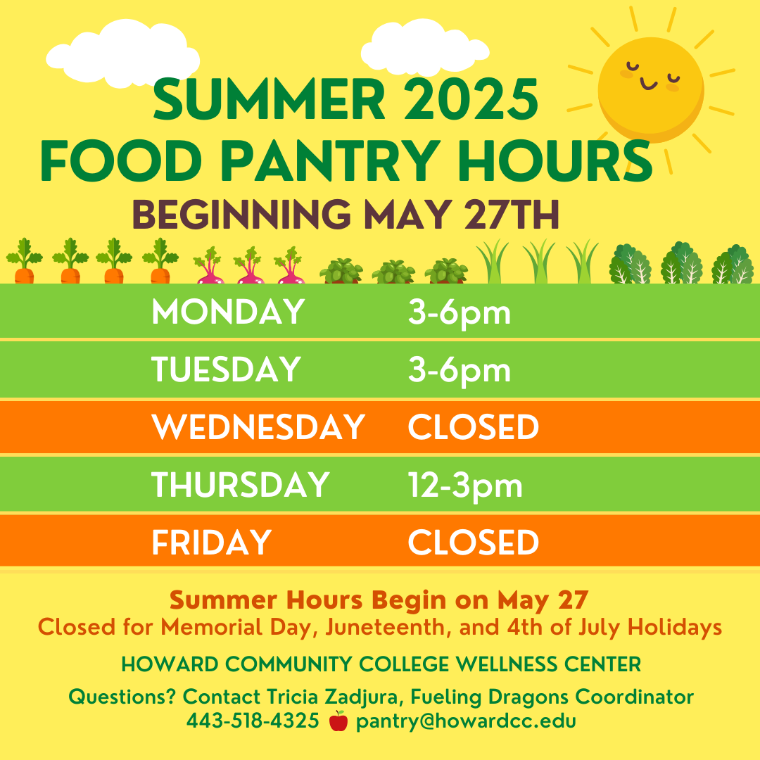 Summer 2025 hours for the HCC food pantry